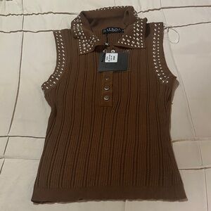Balboa Brown Studded Women's Tank Top